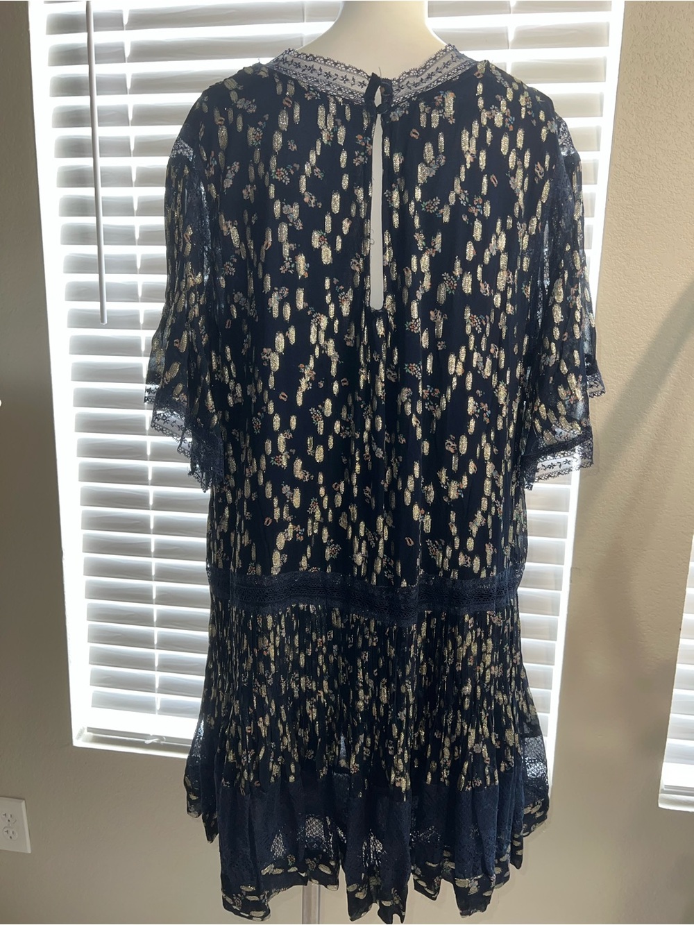 Anthropologie Navy Tiered V-Neck Dress - Picture 6 of 11